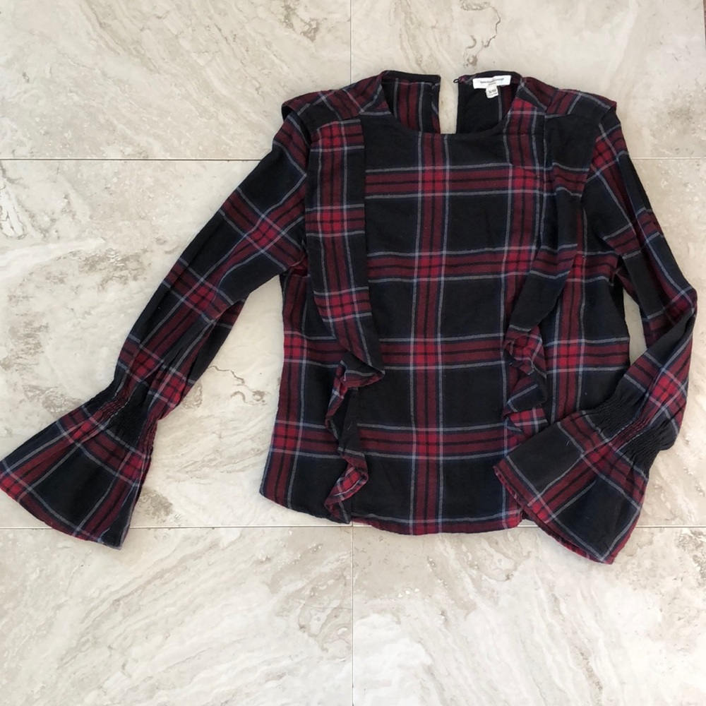 BeachLunchLounge Plaid Ruffle Top